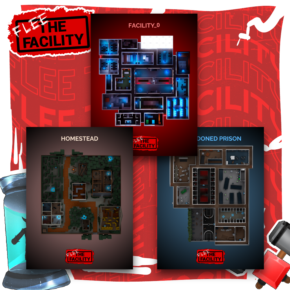 Flee The Facility - Triple Map Poster Bundle
