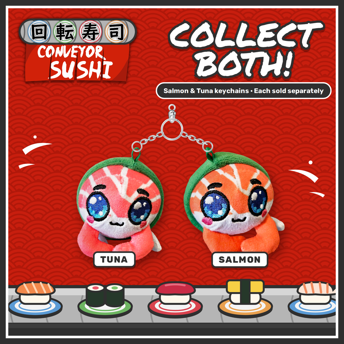 [PRE-ORDER] Conveyor Sushi Restaurant - Salmon Keychain Plushie